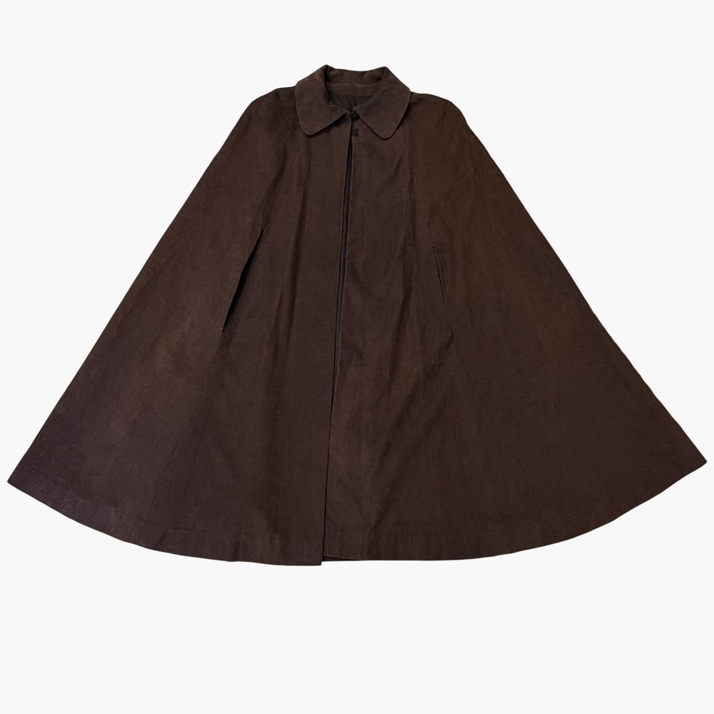 VTG Brown Wale Corduroy Cape Cloak 43.5" Dark Academia Goblincore One Size EUC